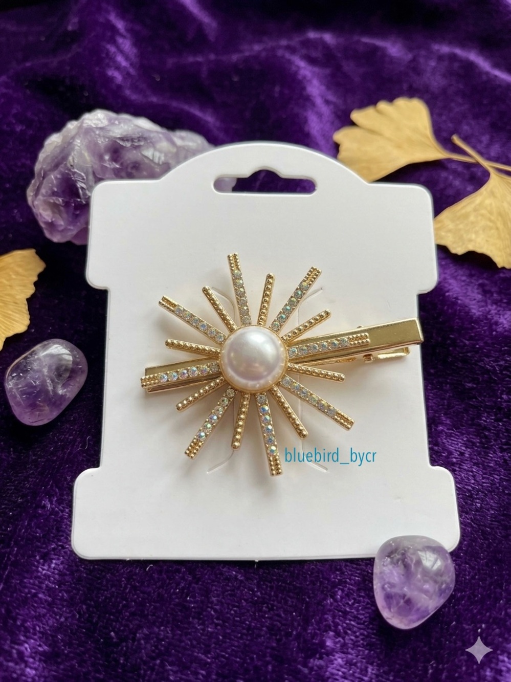 Gold-Tone Sunburst Pearl Hair Clip